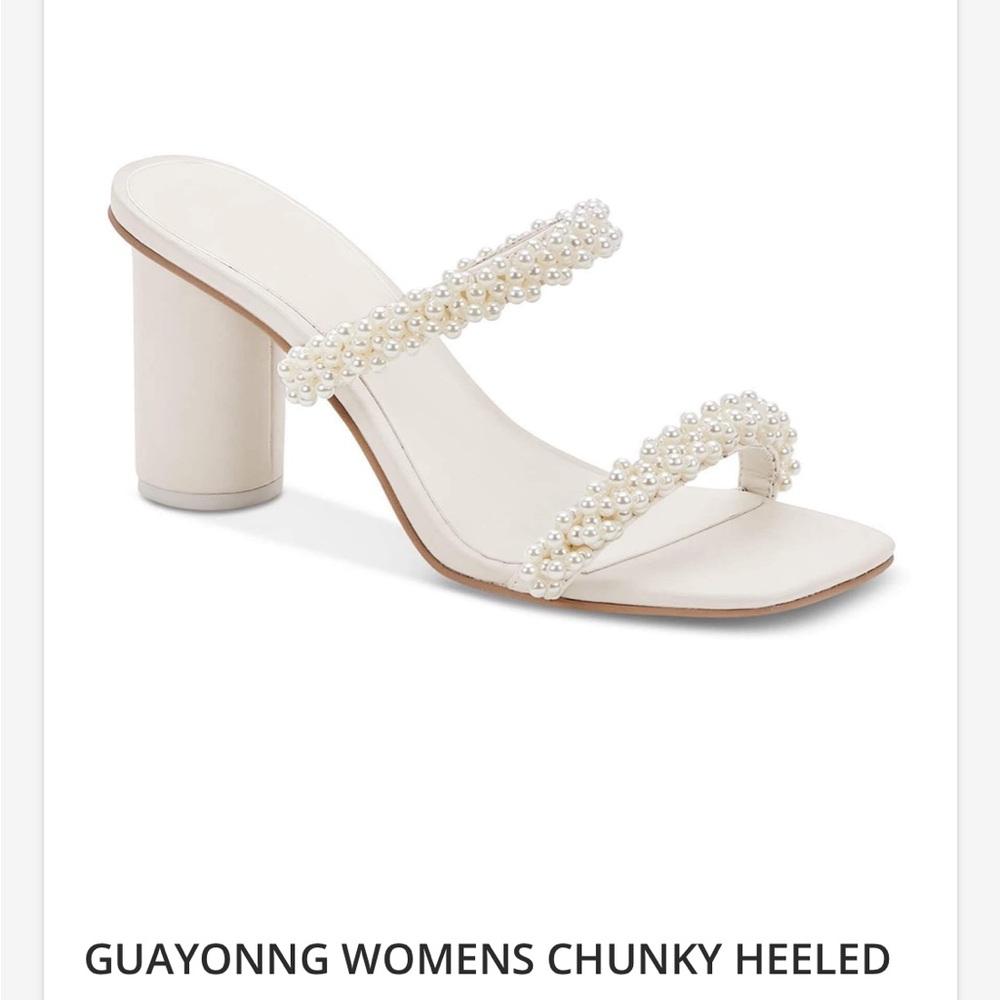 White Chunky Heel Sandals with Braided Straps